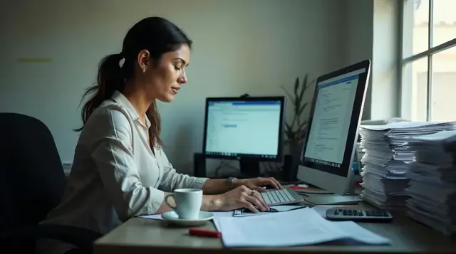 Escritório lendo e-mails no computador