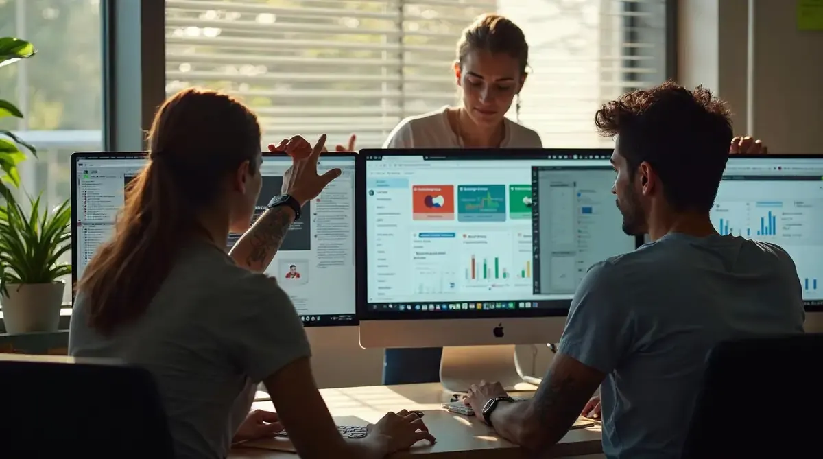 Equipe de agência acompanhando os sites dos clientes