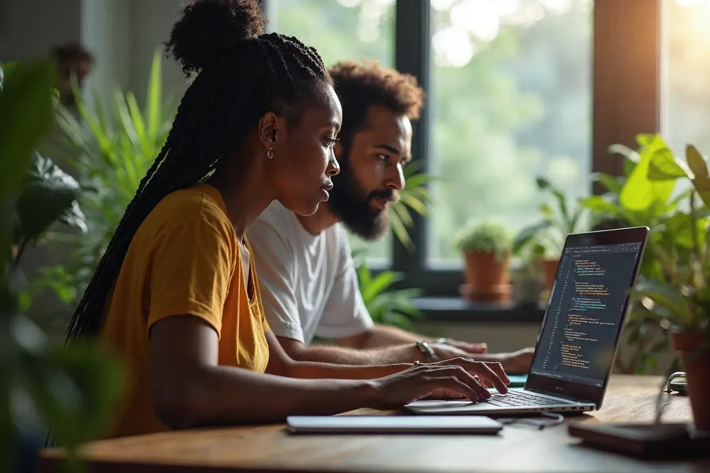 Desenvolvedores programando juntos