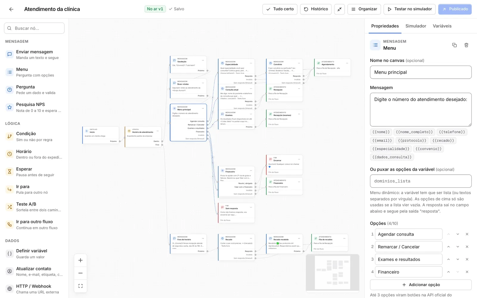 Editor de fluxos do WayChat